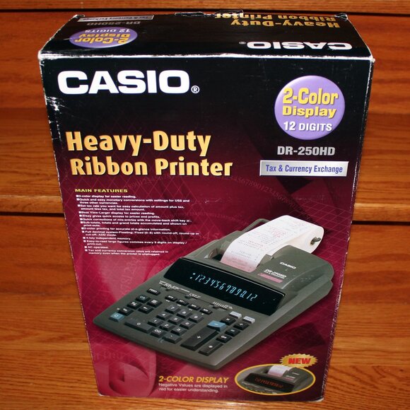 sealed CASIO DR-250HD 2-Colour Display Heavy Duty Ribbon Printing Calculator Tax - Picture 1 of 7